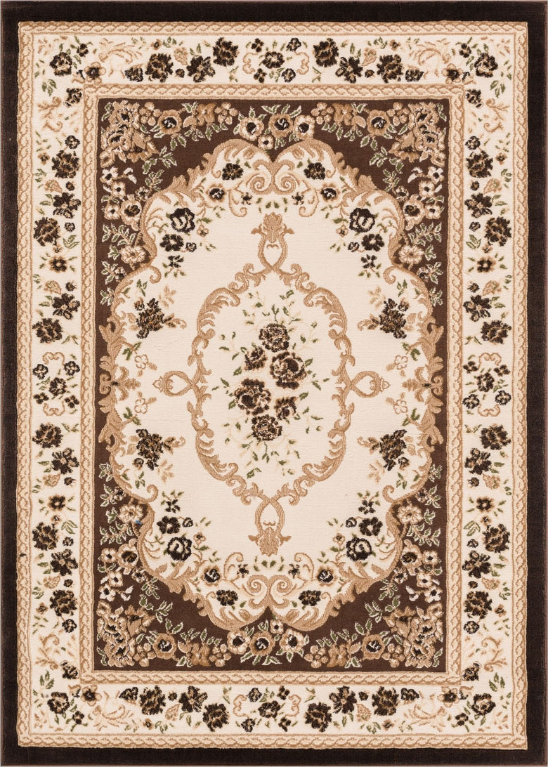 Versaille Brown Traditional Medallion Rug 1838