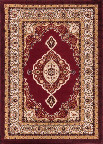 Isfahan Medallion Red Traditional Rug 1970