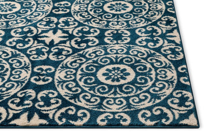 Petra Palatial Navy Blue Modern Rug 2044