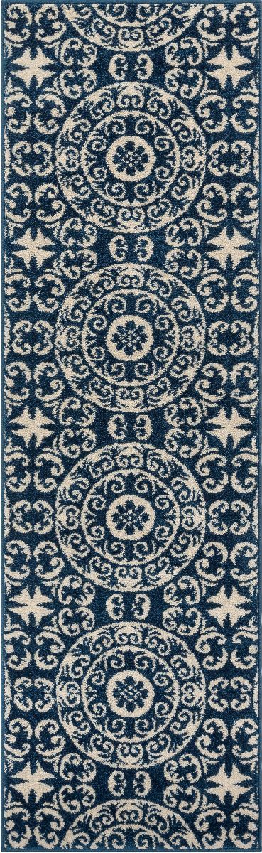 Petra Palatial Navy Blue Modern Rug 2044