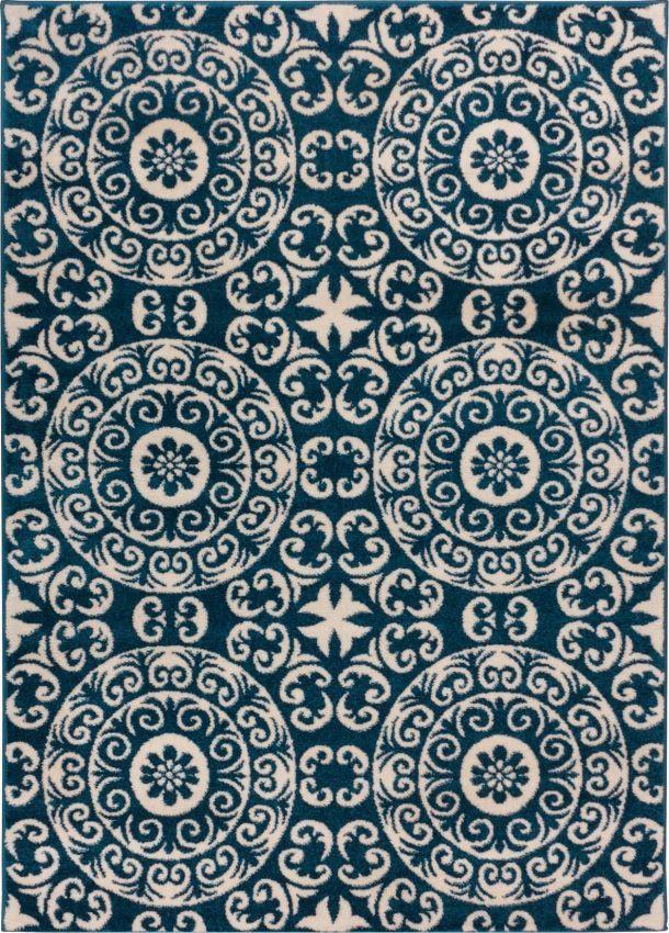 Petra Palatial Navy Blue Modern Rug 2044