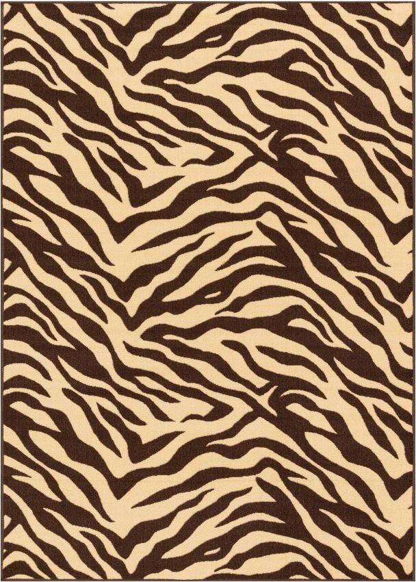 Zebra Brown Animal Print Non Slip Washable Rug 2501
