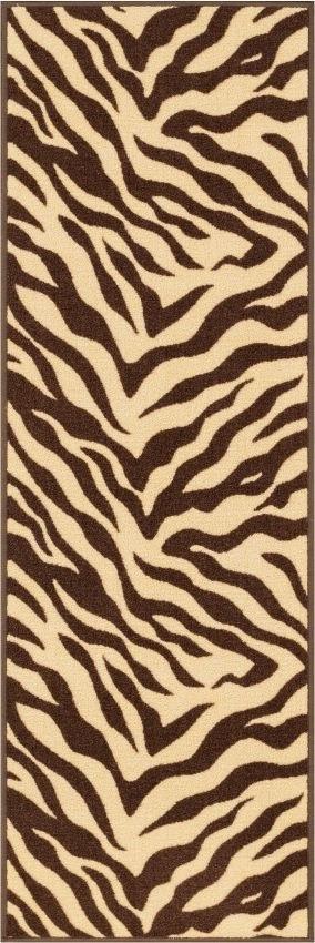 Zebra Brown Animal Print Non Slip Washable Rug 2501