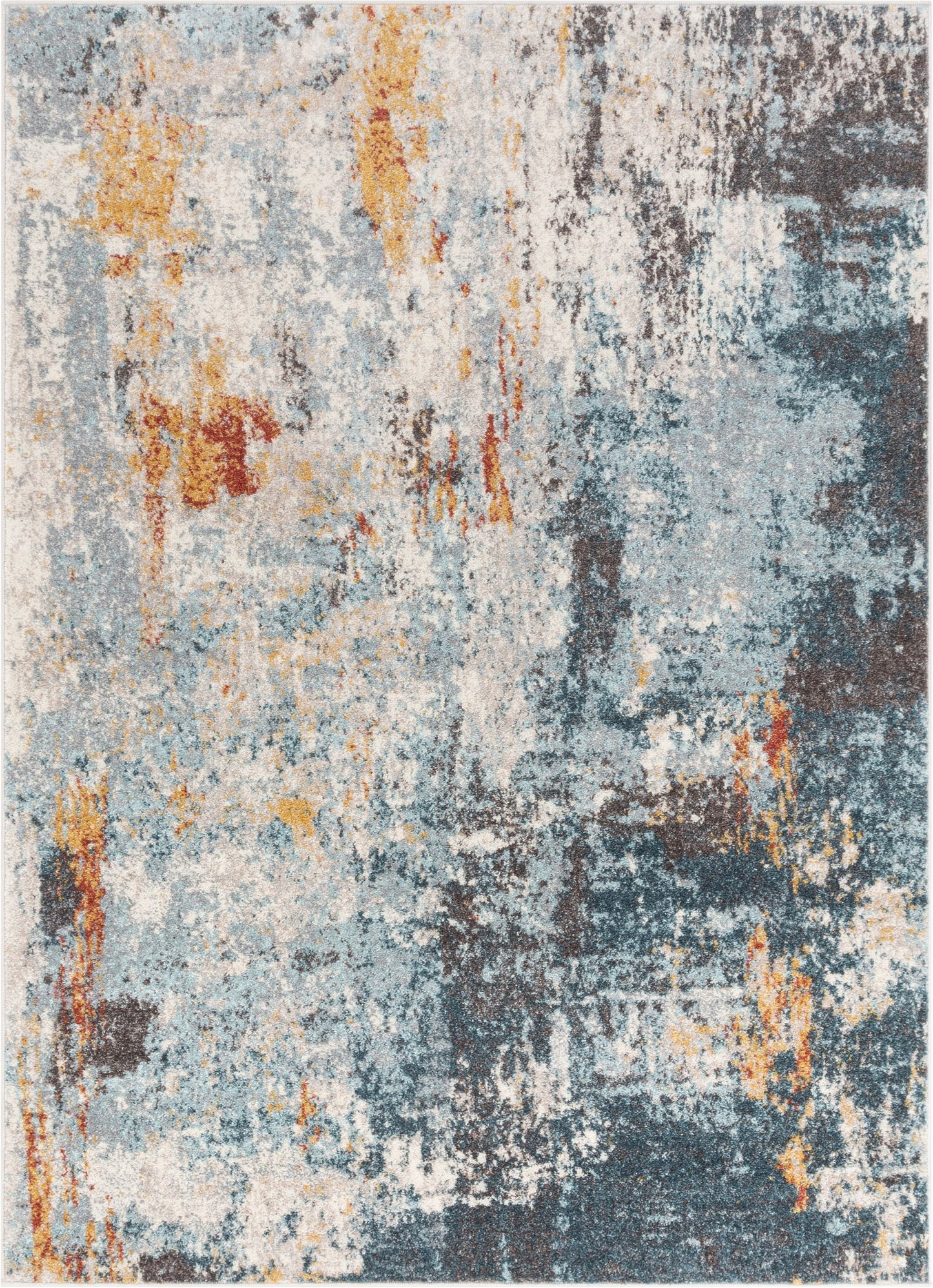 Nadine Abstract Vintage Distressed Blue Rug 2844