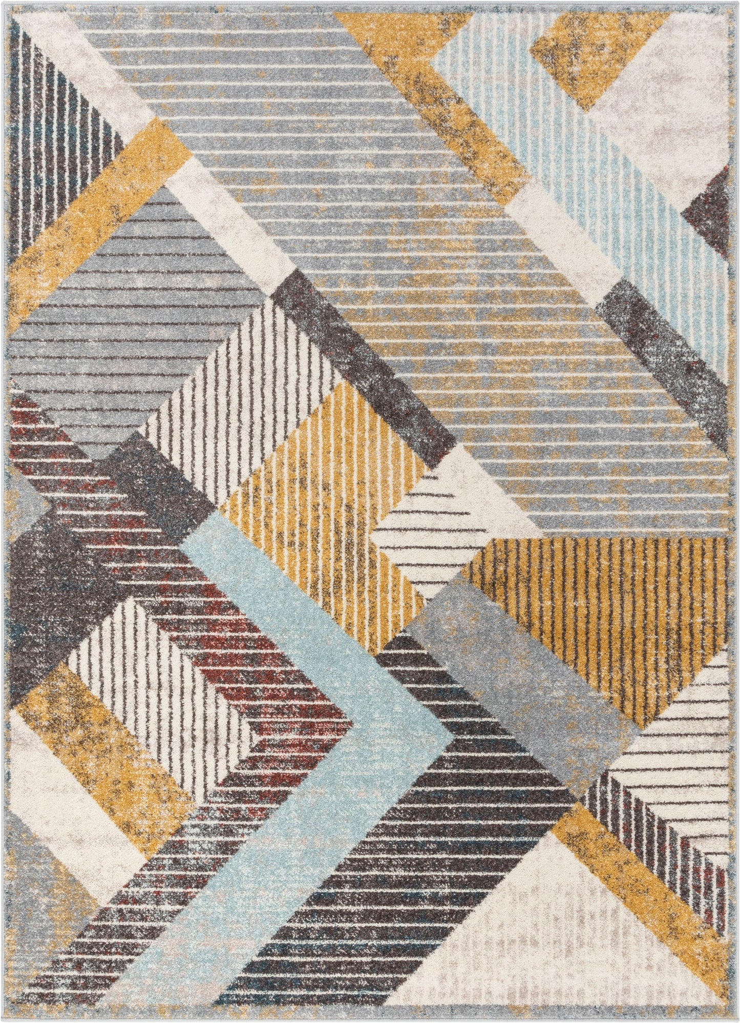 Jacey Geometric Distressed Grey Rug 2877