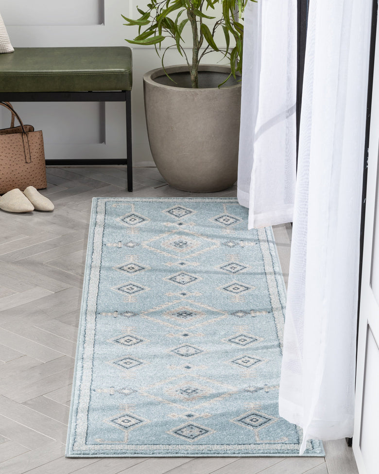 Azra Tribal Medallion Light Blue Rug 2886