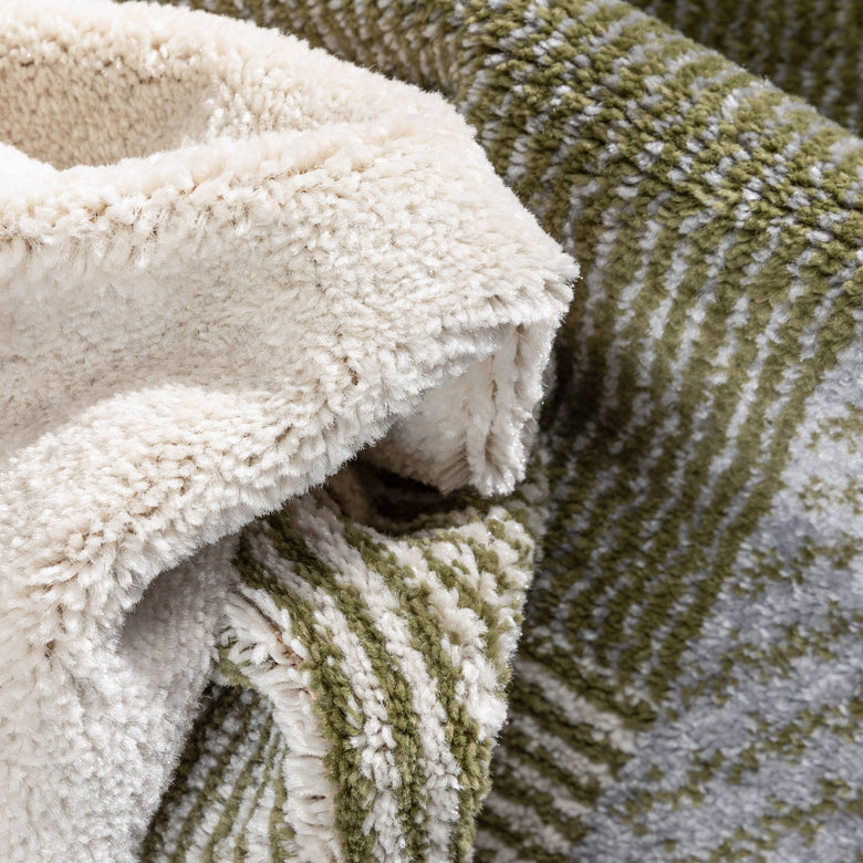 Wilma Modern Geometric Squares Green Grey Rug 2905