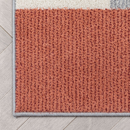 Wilma Modern Geometric Squares Blush Grey Rug 2909