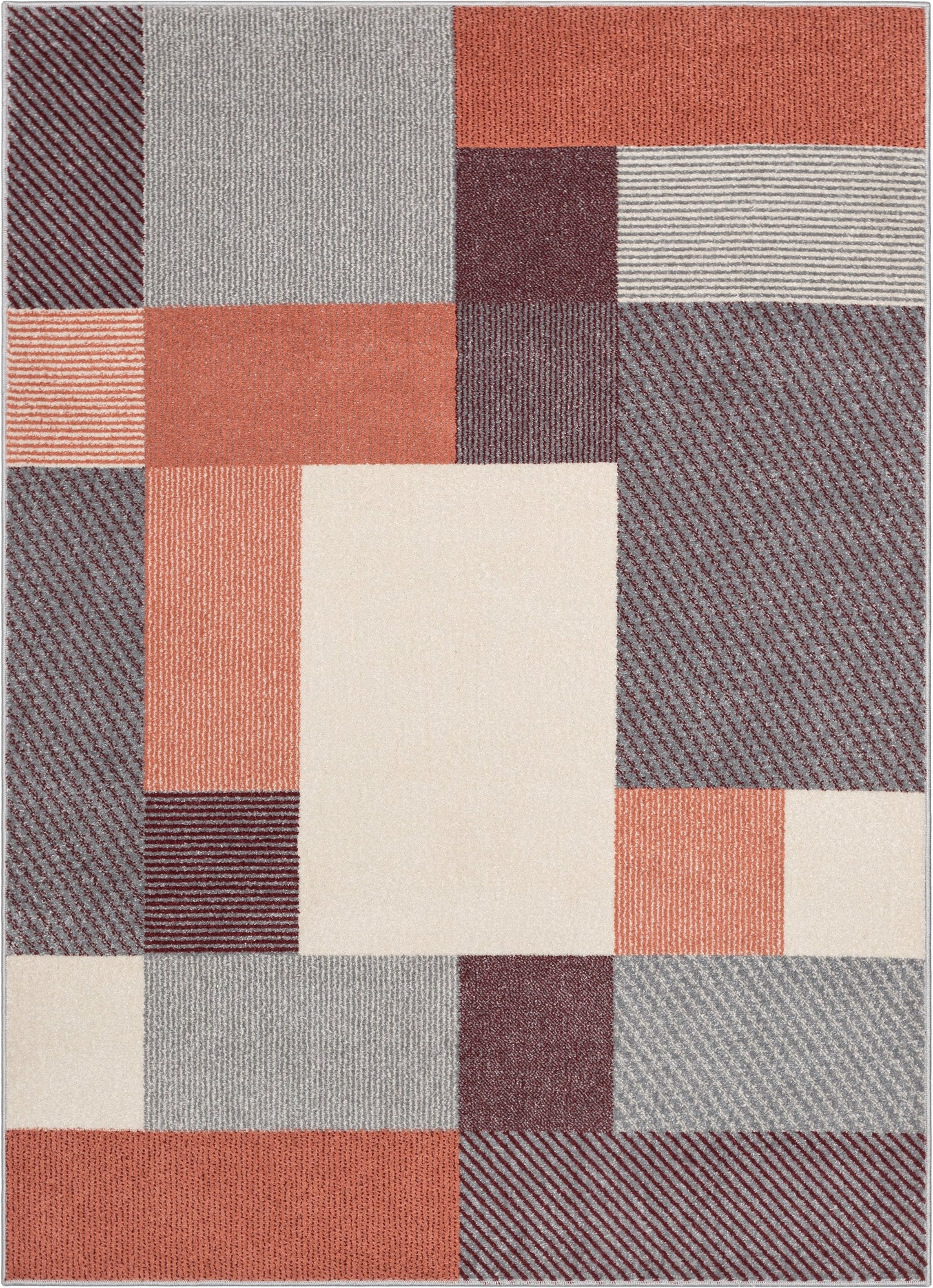 Wilma Modern Geometric Squares Blush Grey Rug 2909