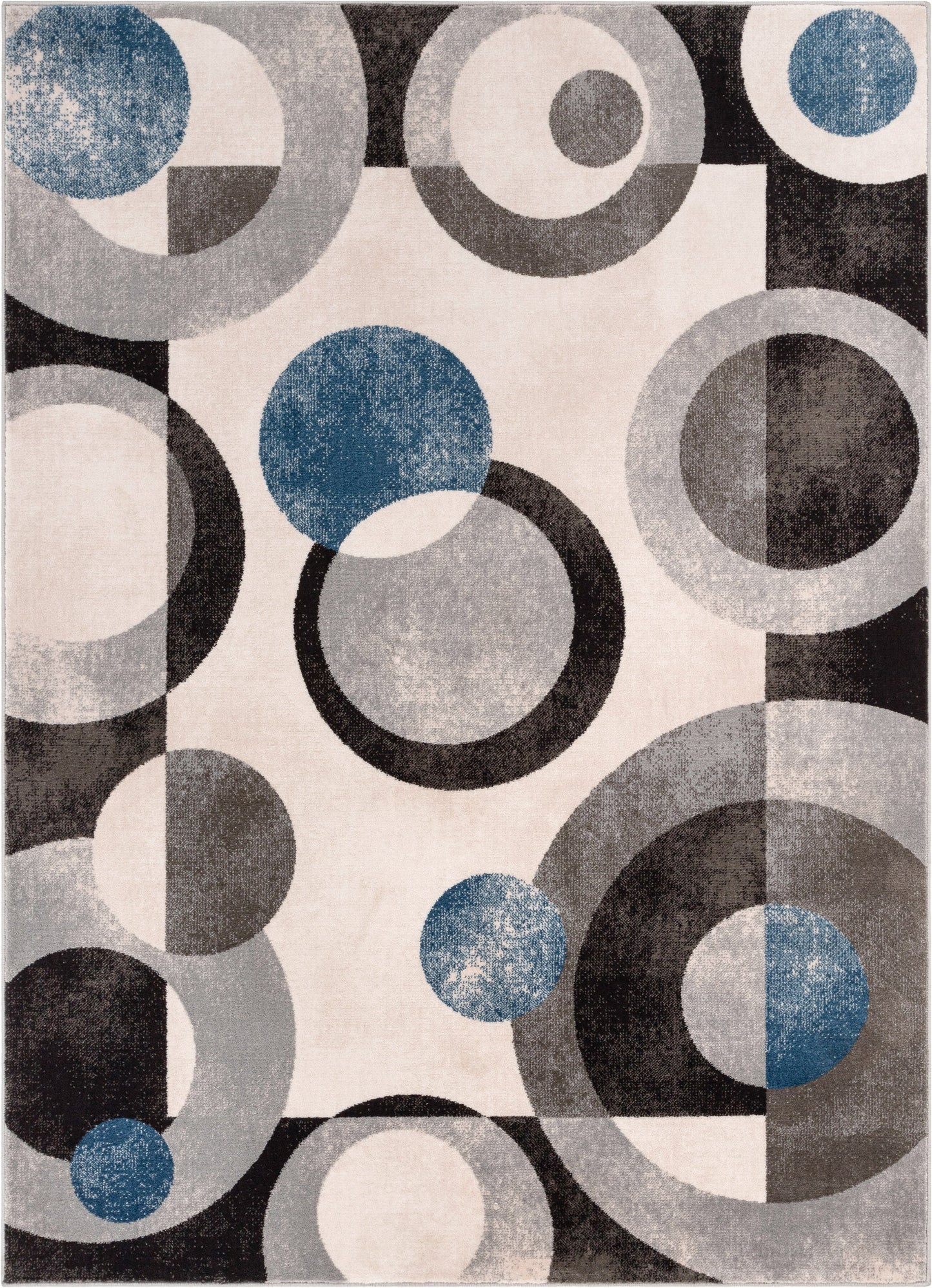 Avi Modern Geometric Grey Blue Rug 54514