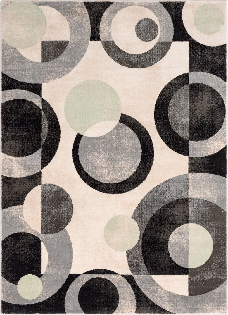 Avi Modern Geometric Grey Green Rug 54515