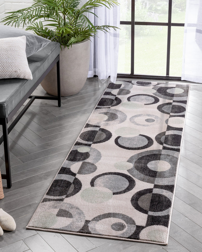 Avi Modern Geometric Grey Green Rug 54515