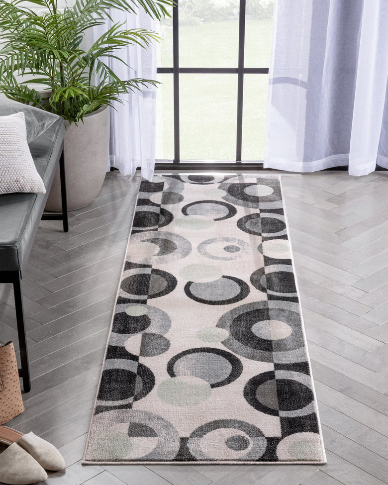Avi Modern Geometric Grey Green Rug 54515