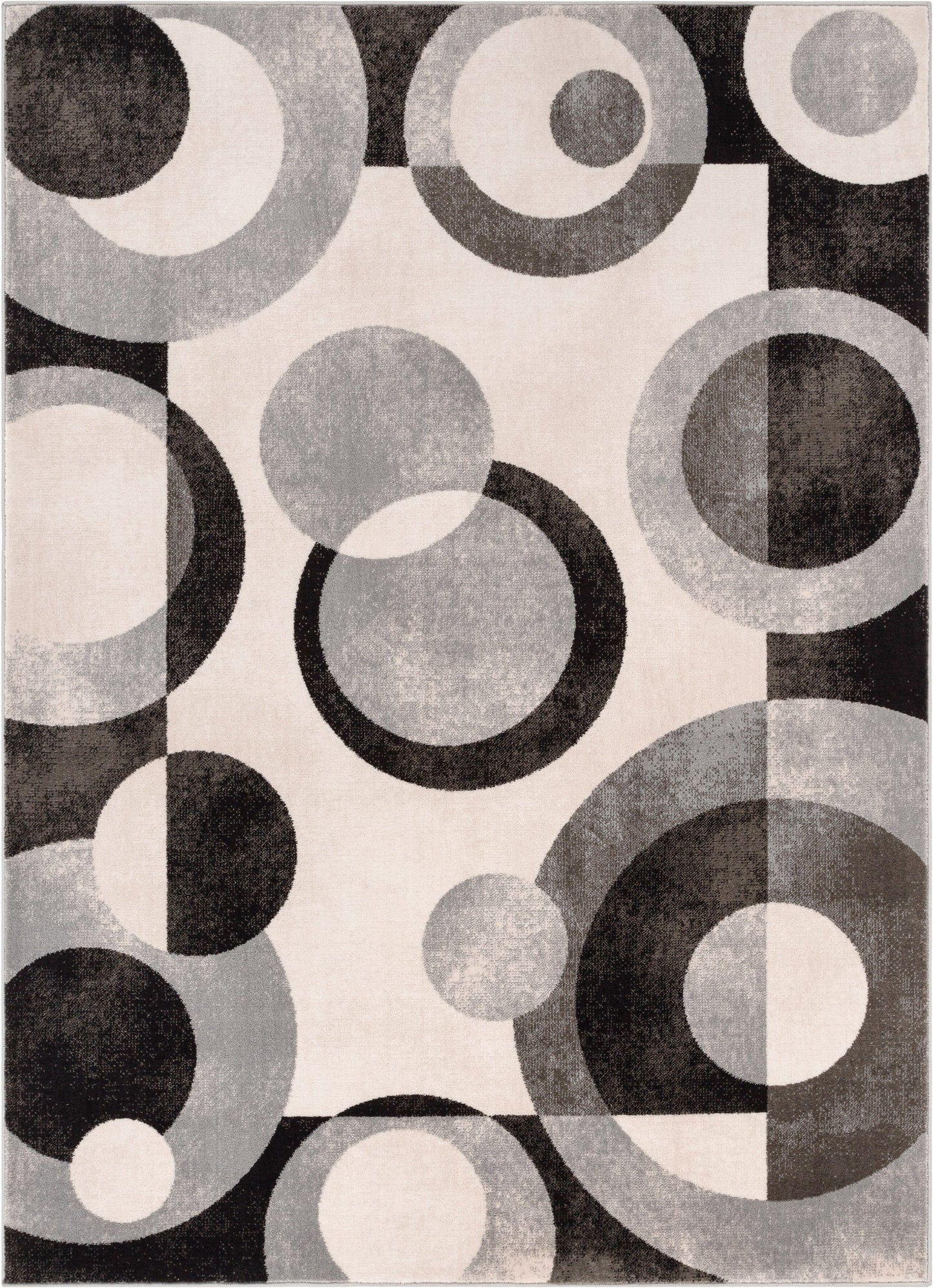 Avi Modern Geometric Grey Black Rug 54517