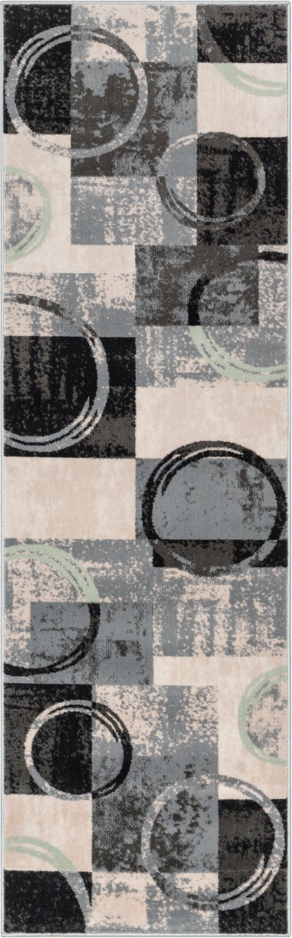 Shai Modern Geometric Grey Green Rug 54525