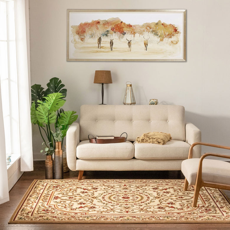 Casbah Traditional Oriental Medallion Persian Cream Rug 54942