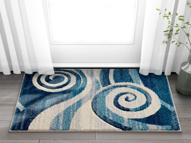 Whirlwind  Blue Modern Rug 60054
