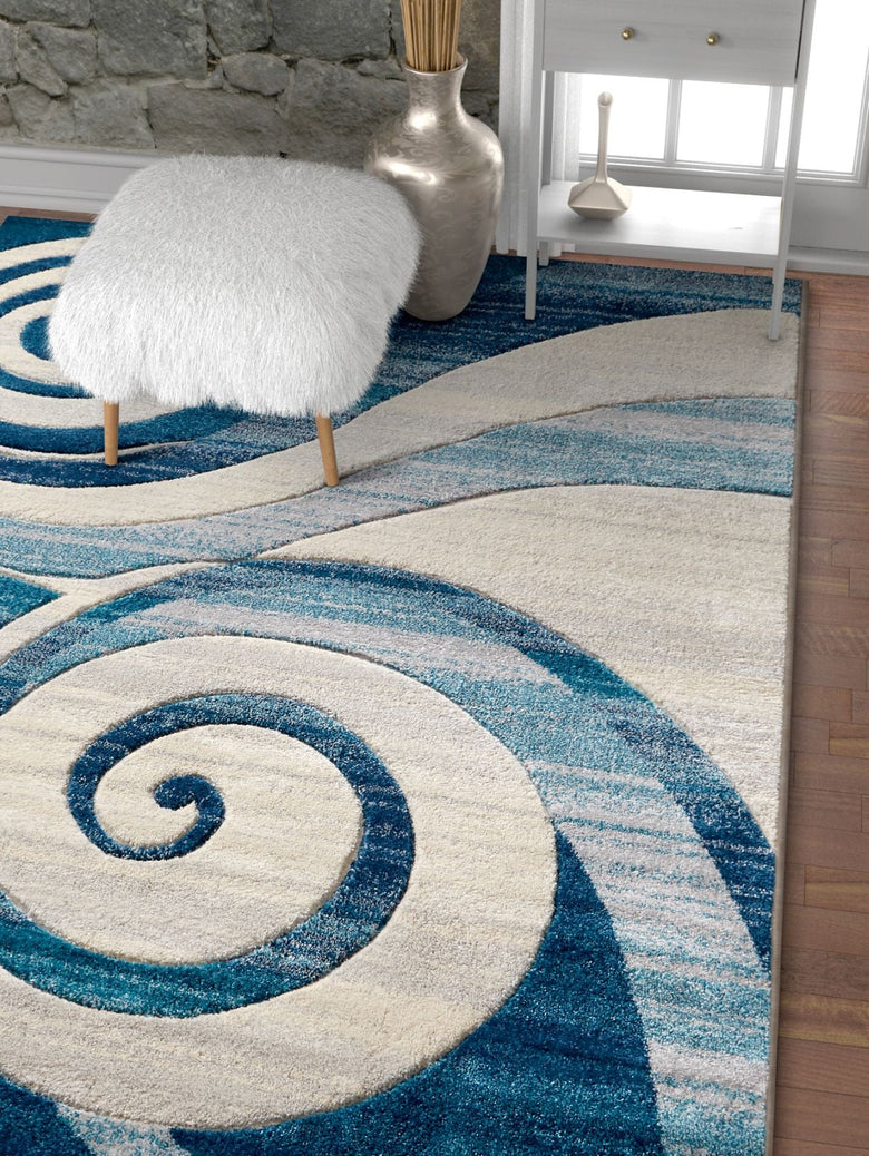 Whirlwind  Blue Modern Rug 60054