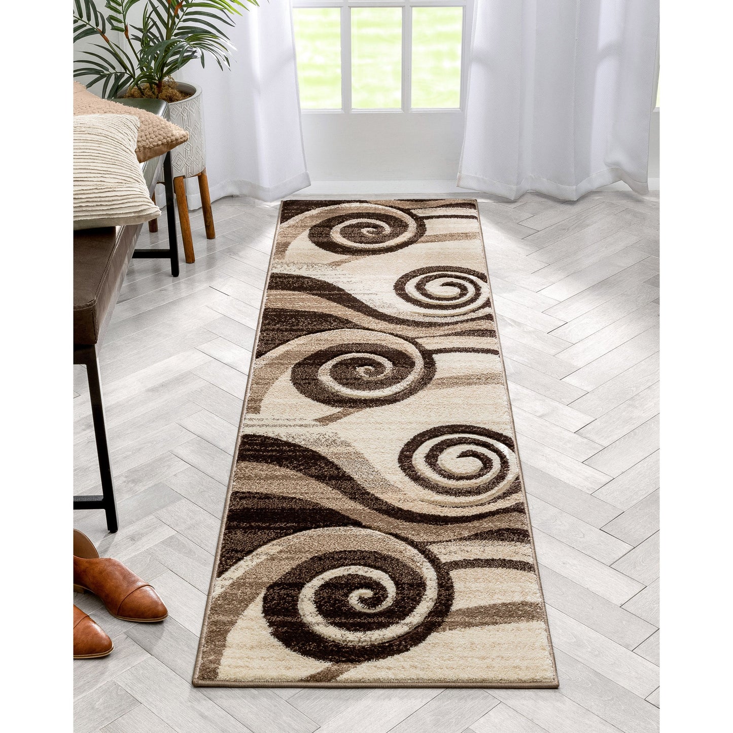 Whirlwind Brown Modern Rug