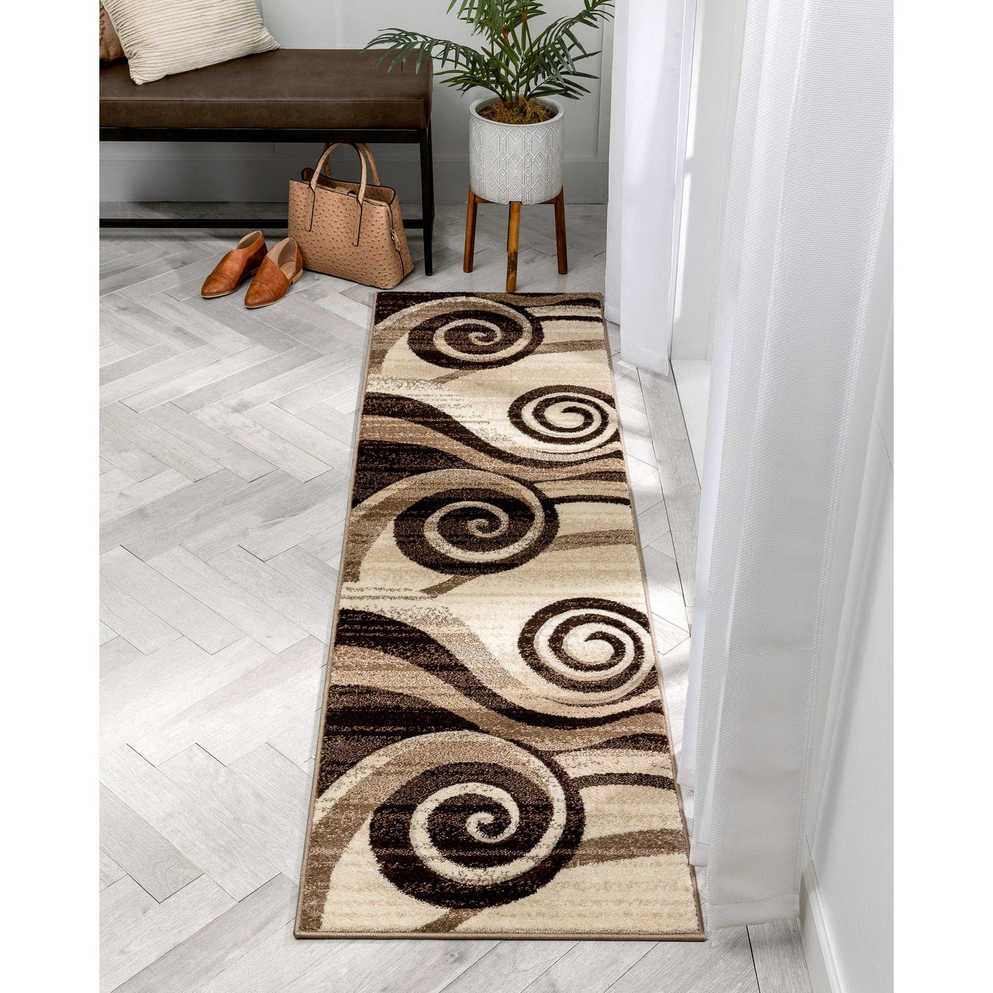 Whirlwind Brown Modern Rug