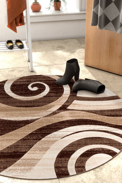 Whirlwind Brown Modern Rug