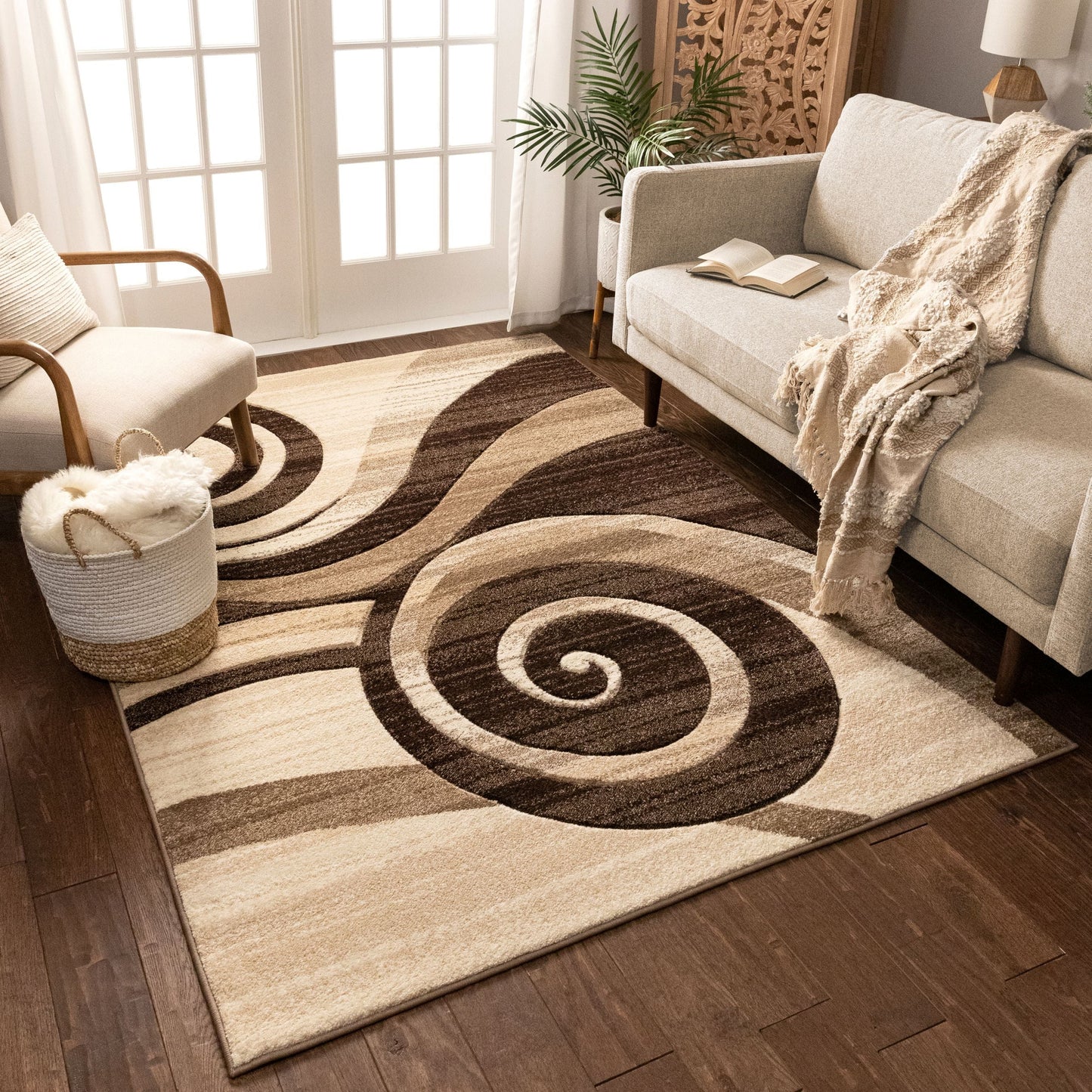 Whirlwind Brown Modern Rug