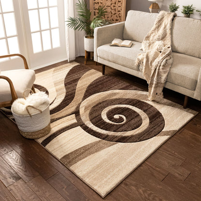 Whirlwind Brown Modern Rug