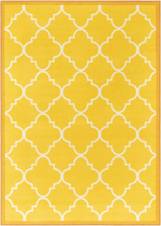 Brooklyn Trellis Gold Modern Non Slip Washable Rug 6511