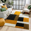 Cubes Geometric Boxes & Squares Gold Grey Thick Shag Rug 7001