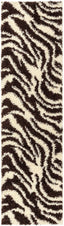 Safari Zebra Brown Contemporary Shag Rug 7038