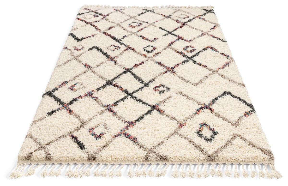 Darcie Ivory Tribal Nomadic Trellis Shag Rug AA-82