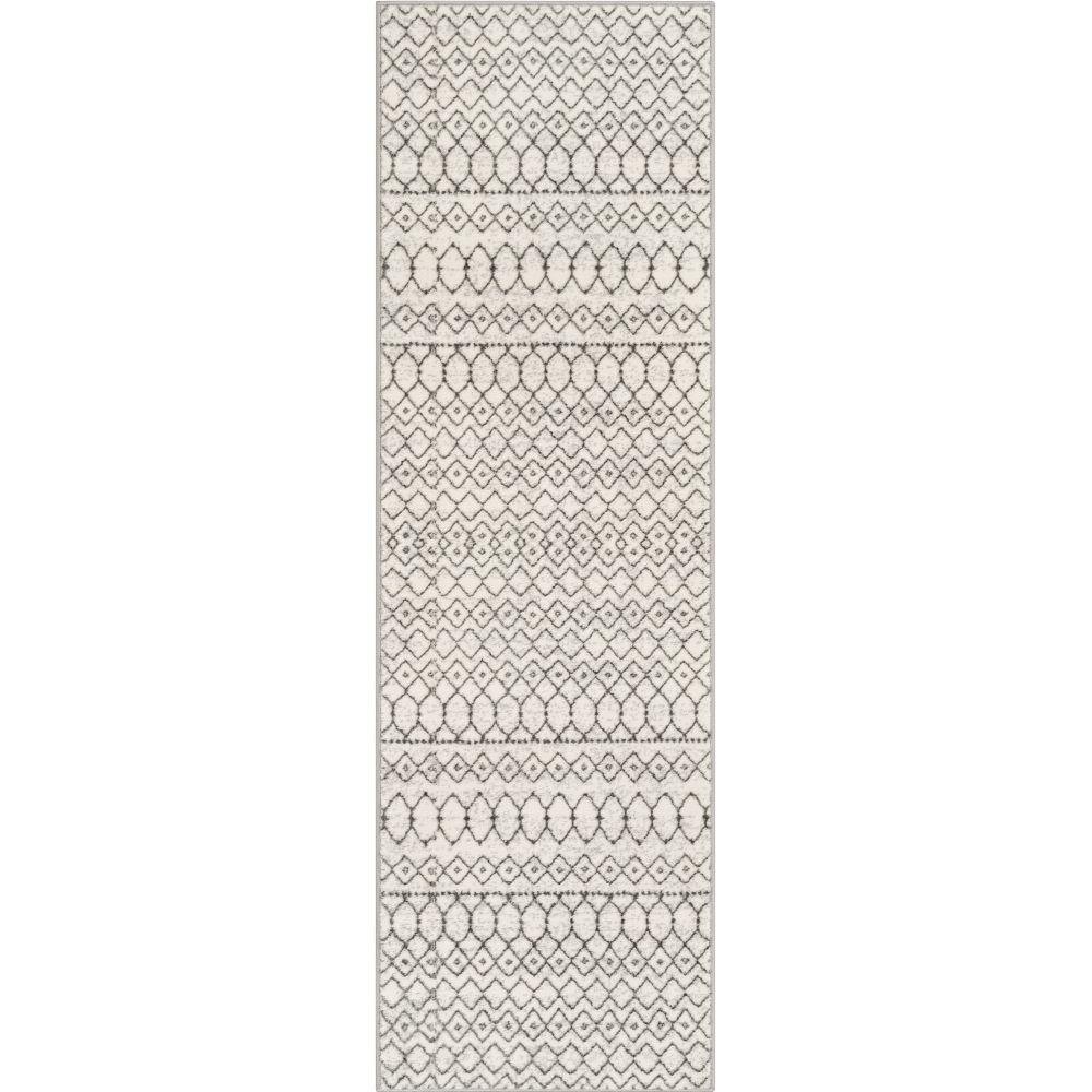 Hira Moroccan Trellis Geometric Ivory High-Low Rug ANT-12