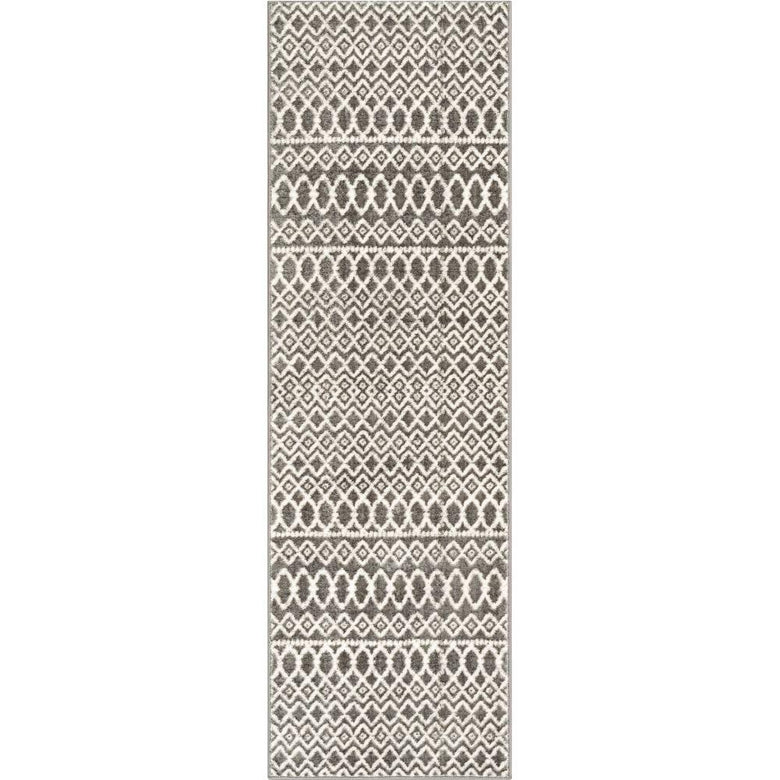 Hira Moroccan Trellis Geometric Grey High-Low Rug ANT-17