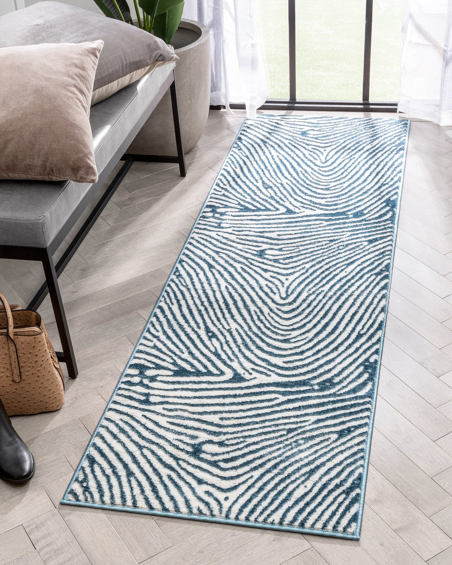 Asiya Modern Geometric Blue High-Low Rug ANT-24