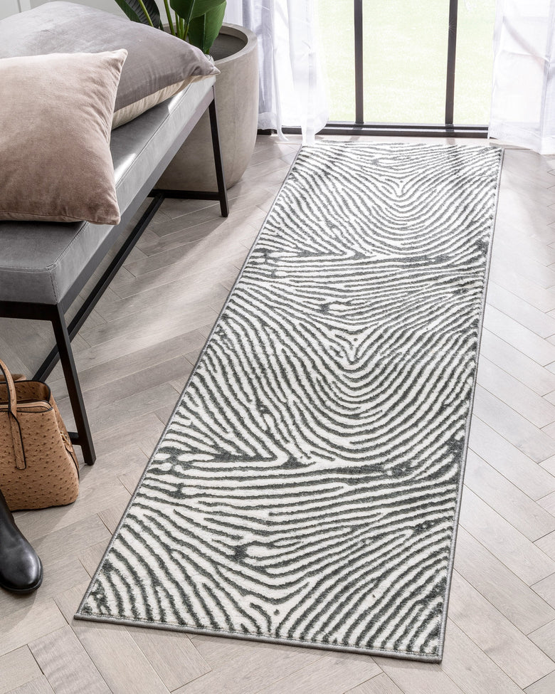 Asiya Modern Geometric Grey High-Low Rug ANT-27