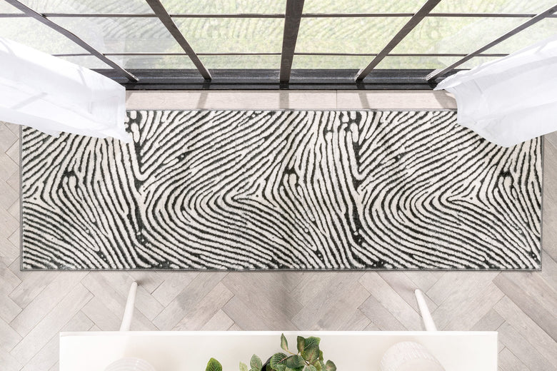 Asiya Modern Geometric Grey High-Low Rug ANT-27