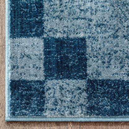 Beren Southwestern Geometric Blue High-Low Rug ANT-34