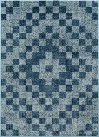 Beren Southwestern Geometric Blue High-Low Rug ANT-34