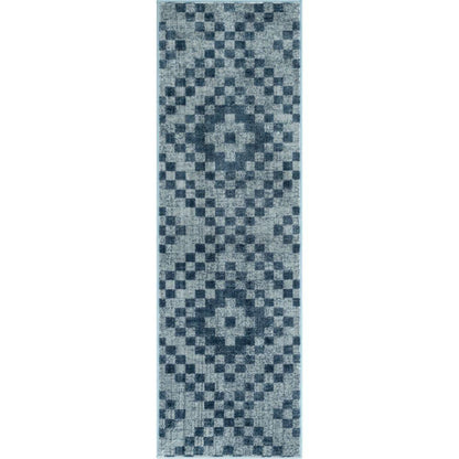 Beren Southwestern Geometric Blue High-Low Rug ANT-34