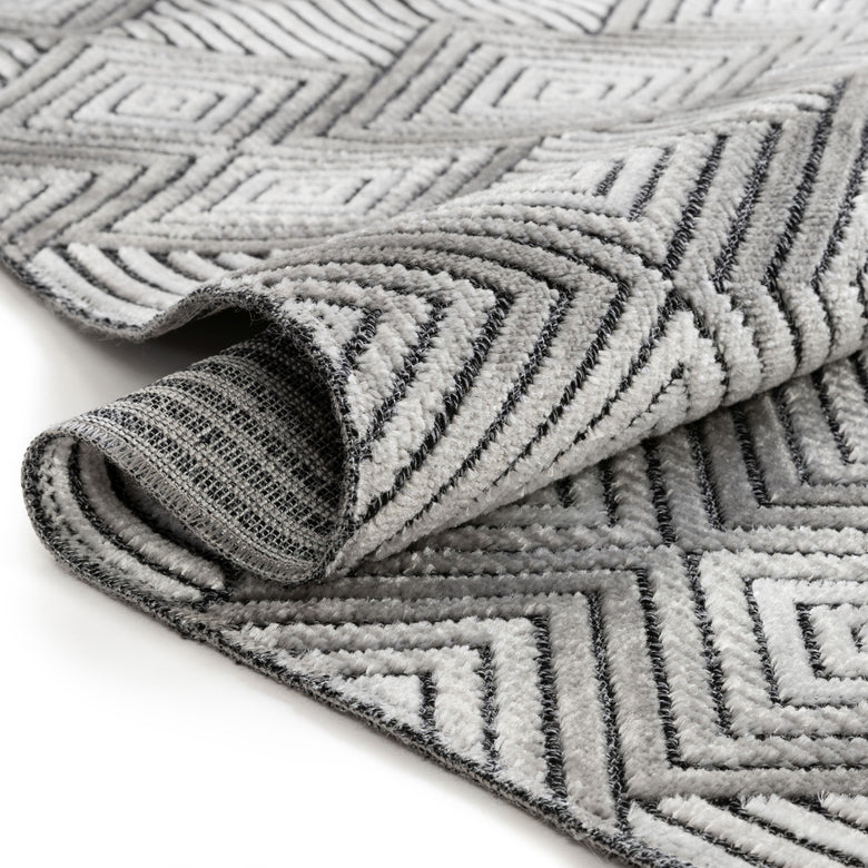 Flint Mid-Century Geometric Grey High-Low Rug AP-07