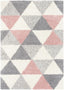 Reily Mid-Century Modern Geometric Triangle Pattern Pink Shag Rug ARD-19