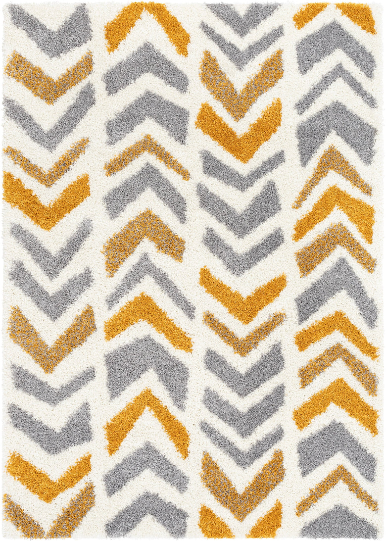 Kylar Nordic Chevron Pattern Yellow Shag Rug ARD-21
