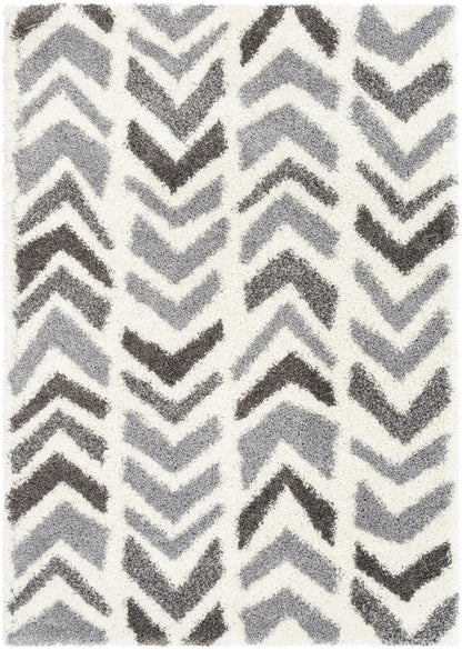 Kylar Nordic Chevron Pattern Black Shag Rug ARD-23