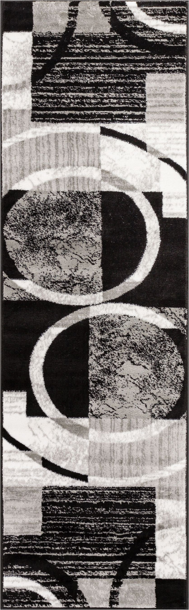 Ash Quartet Circles Black Contemporary Rug As-04