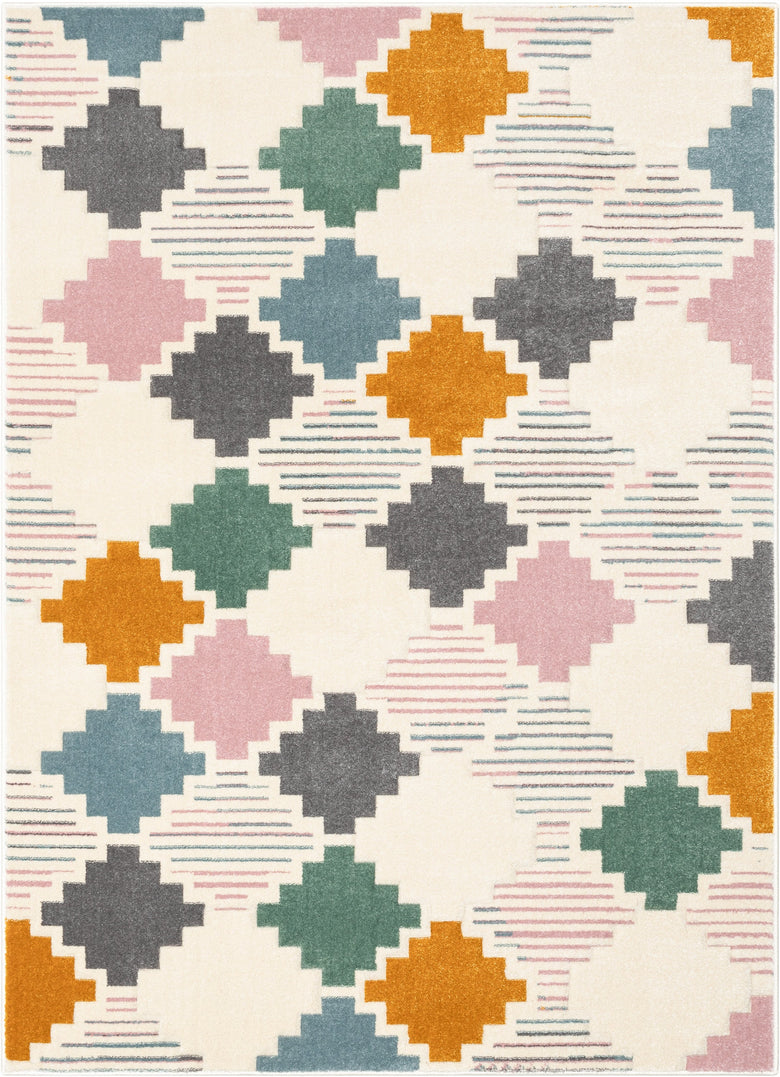 Emelia Modern Geometric Yellow Multi 3D Hand-Carved Rug AST-11