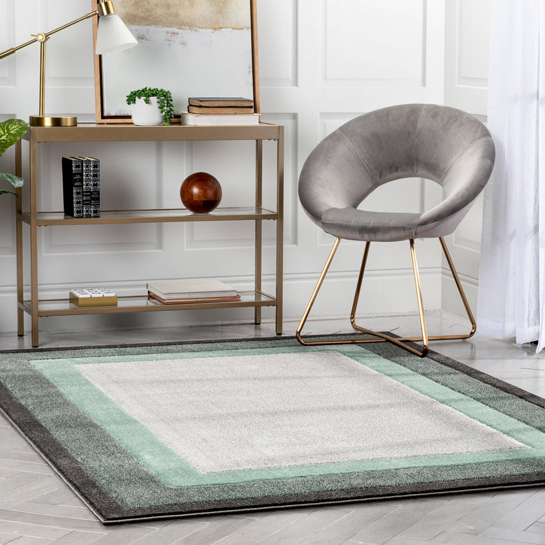 Arian Modern Border Pattern Green 3D Hand-Carved Rug AST-55