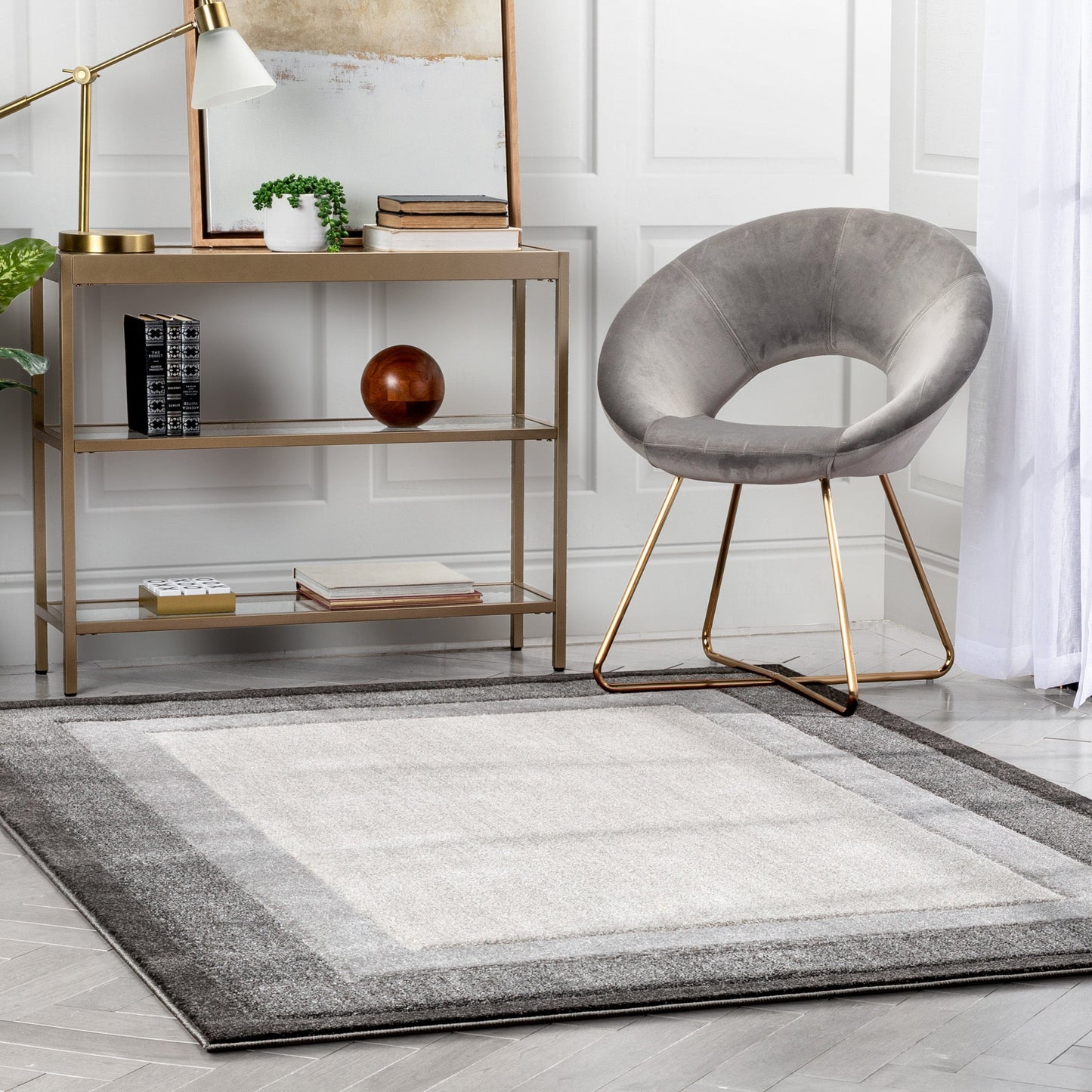 Arian Modern Border Pattern Grey 3D Hand-Carved Rug AST-57