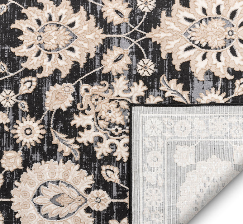 Madison Vintage Floral Grey High-Low Rug AV-47