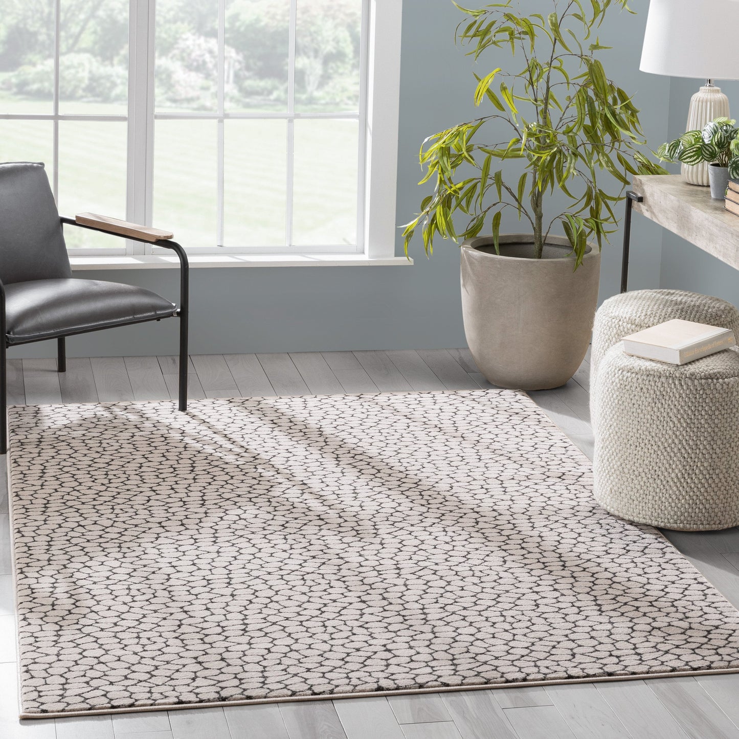 Asher Modern Pebbled Ivory Soft Rug BAL-12