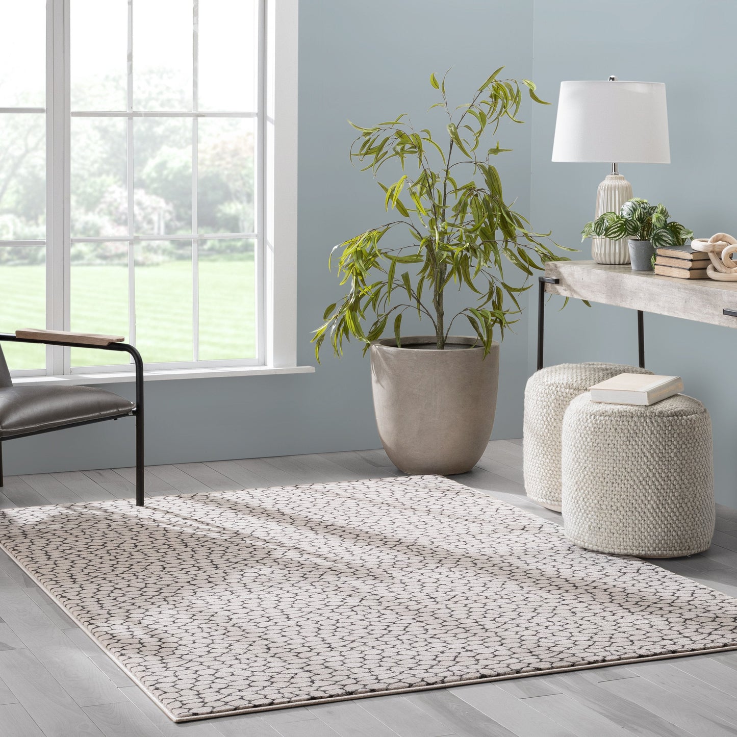 Asher Modern Pebbled Ivory Soft Rug BAL-12